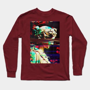 Vaporwave greek glitch statue Long Sleeve T-Shirt